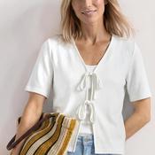 Street One Knit Tie Detail Top, Off White