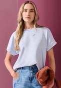 Street One Lurex Rib Neck T-Shirt, Light Blue image