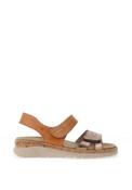 Suave Womens Manila Metallic Leather Velcro Strap Sandals, Tan image