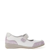 Suave Naomi Leather Shimmering Velcro Strap Shoes, White image
