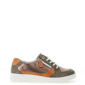 Suave Joy Leather Metallic Panelled Trainers, Olive image