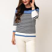 Sunday Round Neck Stripe Jumper, Navy