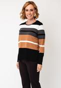 Sunday Striped Fine Knit Sweater, Black Multi image
