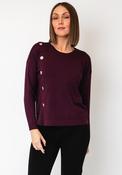 Sunday Button Detail Fine Knit Sweater, Wine image