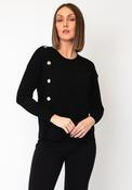 Sunday Button Detail Fine Knit Sweater, Black image