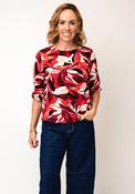 Sunday Floral Print Elastic Trim Top, Red image