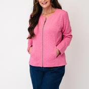 Sunday Waffle Texture Zip Up Jacket, Pink