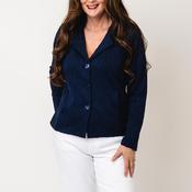 Sunday V Print Short Jacket, Navy