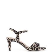 Tamaris Satin Leopard Printed Heeled Sandals, Black image