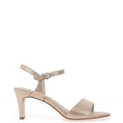 Tamaris Satin Reptile Printed Heeled Sandals, Gold