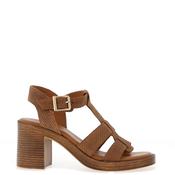 Tamaris Textured Suede Leather T Bar Heeled Sandals, Brown image