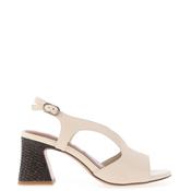 Tamaris Leather Cut Out Heeled Sandals, Cream image