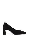 Tamaris Vegan Suede Leather Slip On Heeled Shoes, Black image