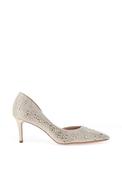 Tamaris Luxury Diamante Encrusted Satin Mid Heels, Pearl Ivory image