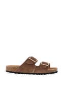 Tamaris Leather Double Strap Buckle Mules, Brown image