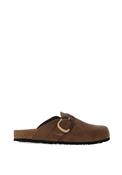 Tamaris Suede Buckled Clogs, Brown image