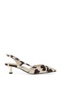 Tamaris Faux Cow Printed Sling Back Kitten Heeled Shoes, Off White image
