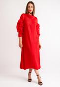 Thanny Collar Ruffle Sleeve Midi Dress, Red image