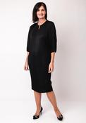 Thanny One Size Ribbed Cropped Sleeve Midi Dress, Black image