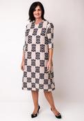 Thanny Geo Print Ribbed Midi Dress, Beige image