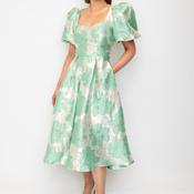 The 8th Sign Sweetheart Neck Floral Print Midi Dress, Green image