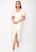 The 8th Sign Sweetheart Neckline Button Detail Midi Dress, Cream image