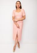 The 8th Sign Sweetheart Neckline Button Detail Midi Dress, Coral image