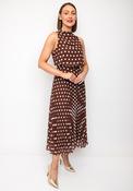 The 8th Sign Halter Neck Polka Dot Maxi Dress, Brown image