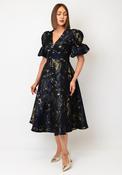 The 8th Sign Callie Metallic Skater Dress, Midnight Navy &amp; Gold image