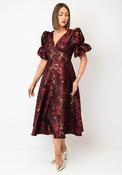 The 8th Sign Callie Metallic Skater Dress, Oxblood Wine image