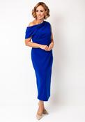 The 8th Sign Eleni Drape One Shoulder Midi Dress, Cobalt Blue image