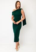 The 8th Sign Eleni Drape One Shoulder Midi Dress, Green image