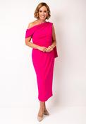 The 8th Sign Eleni Drape One Shoulder Midi Dress, Pink image