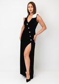 The 8th Sign Joan Bow Shoulder Velvet Maxi Dress, Black image