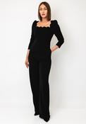 The 8th Sign Adeline Scalloped Trim Jumpsuit, Black image