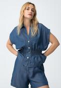 Tiffosi Womens Lence V Neck Denim Top, Blue image