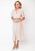 Tiffosi Striped Button-Down Midi Dress, Cream Multi image