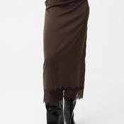 Tiffosi Satin with Lace Trim Detail, Brown