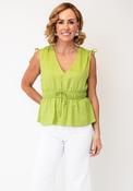 Tiffosi V-Neck Sleeveless Blouse, Green image
