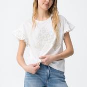 Tiffosi Embellished Detail Frill Sleeve Top, White