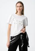 Tiffosi Bead Detail Puff Short Sleeve Top, White image