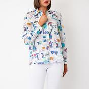 Tinta Sheer Cotton Graphic Print Shirt, Blue