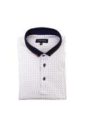 Tom Penn Abstract Print Contrast Collar Polo Shirt, White &amp; Navy image