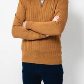Tom Penn Cable Knit Quarter Zip Sweater, Mustard