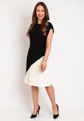 Tommy Hilfiger Womens Colour Block Knee Length Dress, Black &amp; Cream image