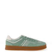 Tommy Jeans Womens The Greenwich Suede Platform Trainers, Green image