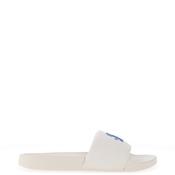 Tommy Hilfiger Womens Logo Embroidery Canvas Pool Sliders, Off White image