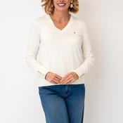 Tommy Hilfiger Gold Tone Button Cuff Jumper, Cream