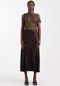 TOPSHOP Maya Satin Midi Skirt, Brown image