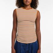 TOPSHOP Guri Striped Ruched Side Vest Top, Orange